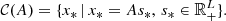 $$ \begin{aligned} \mathcal{C} (A) = \{x_*\,|\,x_*=As_*,\,s_*\in \mathbb{R} ^L_+\}. \end{aligned} $$