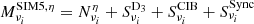 $ M^{\rm SIM5,\eta}_{\nu_i} = N^\eta_{\nu_i}+S^{{\rm D}_3}_{\nu_i}+S^{\rm CIB}_{\nu_i}+S^{\rm Sync}_{\nu_i} $