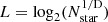 $ L=\log_{2}(N_{\mathrm{star}}^{1/\mathrm{D}}) $