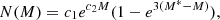 $$ \begin{aligned} {N(M)}=c_1e^{c_2M}(1-e^{3(M^{*}-M)}), \end{aligned} $$