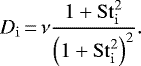 \begin{equation*} D_{\mathrm{i}}\,{=}\,\nu \frac{1 &#x002B; \mathrm{St}_{\mathrm{i}}^2}{\left(1 &#x002B; \mathrm{St}_{\mathrm{i}}^2 \right)^2}. \end{equation*}