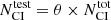 $ N^{\mathrm{test}}_{\mathrm{CI}} = \theta \times N^{\mathrm{tot}}_{\mathrm{CI}} $