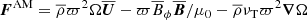 $$ \begin{aligned} \boldsymbol{F}^\mathrm{AM}= \overline{\rho }\varpi ^2\Omega {\overline{\boldsymbol{U}}}-\varpi \overline{B}_\phi {\overline{\boldsymbol{B}}}/\mu _0 -\overline{\rho }\nu _{\rm T}\varpi ^2{\boldsymbol{\nabla }}\Omega \end{aligned} $$