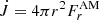 $ \dot{J}=4\pi r^2 F_r^{\mathrm{AM}} $