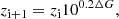 $$ \begin{aligned} z_\mathrm{i+1} = z_\mathrm{i} 10^{0.2 \Delta G}, \end{aligned} $$