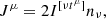 $$ \begin{aligned} J^\mu =2 I^{[\nu t^{\mu }]}n_{\nu }, \end{aligned} $$