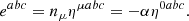 $$ \begin{aligned} e^{a b c}=n_\mu \eta ^{\mu a b c}=-\alpha \eta ^{0 a b c}. \end{aligned} $$