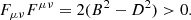$$ \begin{aligned} F_{\mu \nu }F^{\mu \nu } = 2(B^2 - D^2)>0. \end{aligned} $$