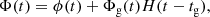 $$ \begin{aligned} \Phi (t)=\phi (t) + \Phi _{\rm g}(t)H(t-t_{\rm g}), \end{aligned} $$