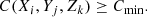 $$ \begin{aligned} C(X_i,Y_j,Z_k) \ge C_{\rm min} . \end{aligned} $$