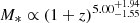 $ M_{\ast}\propto (1+z)^{5.00^{+1.94}_{-1.55}} $