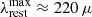 $ \lambda^{\mathrm{max}}_{\mathrm{rest}} \approx 220\,\mu $