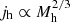 $ j_{\mathrm{h}} \propto M_{\mathrm{h}}^{2/3} $