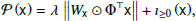 $$ \begin{aligned} {\cal P}\left( x \right) = \lambda \parallel {W_x} \odot {\Phi ^ \top }x\parallel + {\imath _{ \ge 0}}\left( x \right), \end{aligned} $$