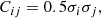 $$ \begin{aligned} C_{ij} =0.5 \sigma _i \sigma _j , \end{aligned} $$