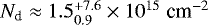 $N_{\textrm{d}}\approx 1.5^{&#x002B;7.6}_{0.9}\times10^{15}\; \textrm{cm}^{-2}$