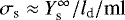 $\sigma_{\textrm{s}}\approx {Y}_{\textrm{s}}^{\infty}/l_{\textrm{d}}/\textrm{ml}$
