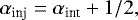 \begin{equation*} \alpha_{\textrm{inj}} = \alpha_{\textrm{int}} &#x002B; {1}/{2},\end{equation*}