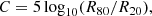 $$ \begin{aligned} C=5\log _{10}(R_{80}/R_{20}), \end{aligned} $$