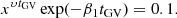 $$ \begin{aligned} x^{\upsilon t_{\rm GV}}\exp (-\beta _1t_{\rm GV}) = 0.1. \end{aligned} $$