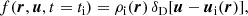 $$ \begin{aligned} f(\boldsymbol{r},\boldsymbol{u},t=t_{\rm i})= \rho _{\rm i}(\boldsymbol{r})\,\delta _{\rm D}[\boldsymbol{u}-\boldsymbol{u}_{\rm i}(\boldsymbol{r})], \end{aligned} $$