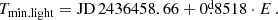 $$ \begin{aligned} T_{\rm min.light}=\mathrm{JD}\,2436458.66+0\overset{\text{d}}{.}8518\cdot E \,. \end{aligned} $$