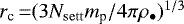 $r_{\textrm{c}}\,{=} (3N_{\mathrm{sett}} m_{\textrm{p}} / 4\pi\rho_{\bullet})^{1/3}$