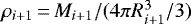 $\rho_{i &#x002B; 1}\,{=}\,M_{i &#x002B; 1} / (4\pi R_{i &#x002B; 1}^3 /3)$