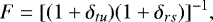 \begin{equation*} F=[(1&#x002B;\delta_{tu})(1&#x002B;\delta_{rs})]^{-1}, \end{equation*}