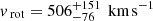 $ {v_{{\rm{ rot}}}} = 506_{ - 76}^{ + 151}{\mkern 1mu} {\rm{km}}{\mkern 1mu} {{\rm{s}}^{{\rm{ - 1}}}} $