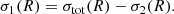 $$ \begin{aligned}&\sigma _1(R) =\sigma _{\rm tot}(R)- \sigma _2(R). \end{aligned} $$