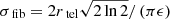 $ \sigma_{{\text{fib}}}= 2r_{{\text{tel}}}\sqrt{2\ln 2}/\left(\pi\epsilon\right) $