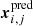 $ \boldsymbol{x}_{i,j}^{\mathrm{pred}} $