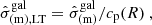$$ \begin{aligned} \hat{\sigma }_{\rm (m),LT}^\mathrm{gal}=\hat{\sigma }_{\rm (m)}^\mathrm{gal}/c_{\rm p}(R)\ , \end{aligned} $$