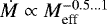 ${\dot{M}} \propto M_{\text{eff}}^{- 0.5 \dots 1}$