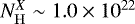 $N_{\mathrm{H}}^X\sim 1.0 \times 10^{22}$