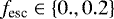 $f_{\textrm{esc}} \in \left \{ 0., 0.2 \right \}$
