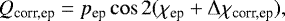 \begin{eqnarray*} Q_{\textrm{corr,ep}} = p_{\textrm{ep}} \cos 2 (\chi_{\textrm{ep}} &#x002B; \Delta\chi_{\textrm{corr,ep}}) ,\end{eqnarray*}