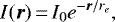 \begin{equation*}I(\bm{r})\,{=}\,I_0 e^{-\bm{r}/r_e}, \end{equation*}