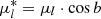 $ \mu_l^*=\mu_l\cdot\cos b $