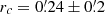 $ r_c=0{{\overset{\prime}{.}}}24\pm0{{\overset{\prime}{.}}}2 $