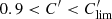 $ 0.9 < {{C^{\prime}}} < {{C^{\prime}_\mathrm{lim}}} $