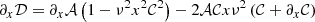 $$ \begin{aligned}&\partial _{x}\mathcal{D} = \partial _{x}\mathcal{A} \left(1-\nu ^2x^2\mathcal{C} ^2\right) - 2\mathcal{A} \mathcal{C} x\nu ^2\left(\mathcal{C} + \partial _{x}\mathcal{C} \right) \end{aligned} $$