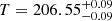 $ T=206.55^{+0.09}_{-0.09} $
