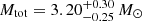 $ M_{\mathrm{tot}}=3.20^{+0.30}_{-0.25}\,M_{\odot} $