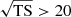 $ \sqrt{\mathrm{TS}} > 20 $