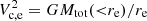 $ V_{\rm c,e}^2=GM_{\rm tot}({ < }r_{\rm e})/r_{\rm e} $