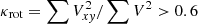 $ \kappa_{\rm rot} = \sum V_{x{\it y}}^2/\sum V^2 > 0.6 $