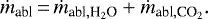 \begin{equation*} \dot{m}_{\textrm{abl}}\,{=}\,\dot{m}_{\textrm{abl},\textrm{H}_2\textrm{O}} &#x002B; \dot{m}_{\textrm{abl},\textrm{CO}_2}. \end{equation*}