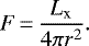 \begin{equation*} F\,{=}\,\frac{L_{\textrm{x}}}{4 \pi r^2} .\end{equation*}